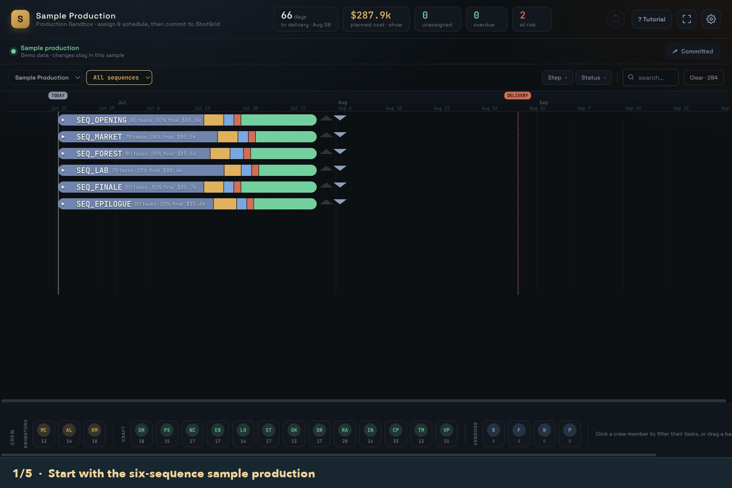 Filter a sequence and search for a task in the sandbox.